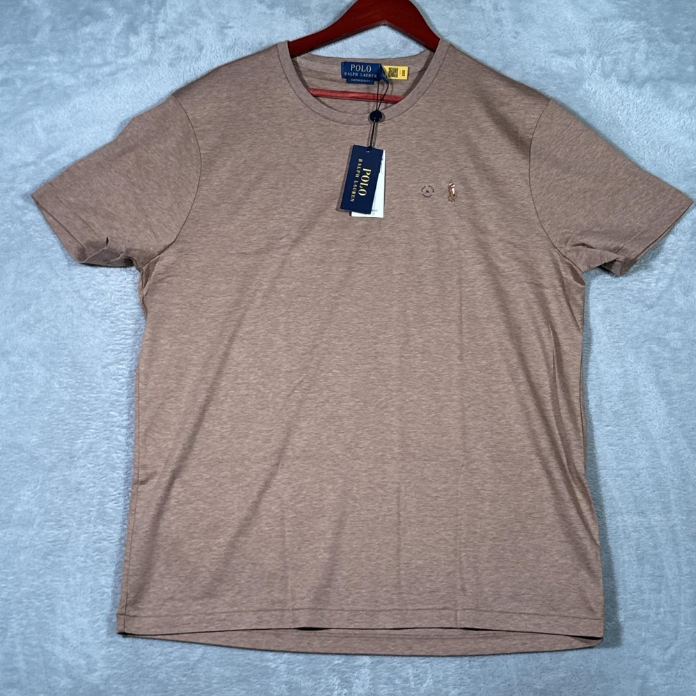 Polo Ralph Lauren Shirt Mens XL Brown Custom Slim Fit Classics Pony Logo Tee - Picture 2 of 10